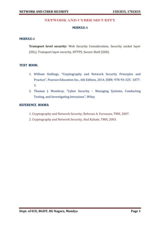 VTU Network & cyber security (1-5 Module) Full notes