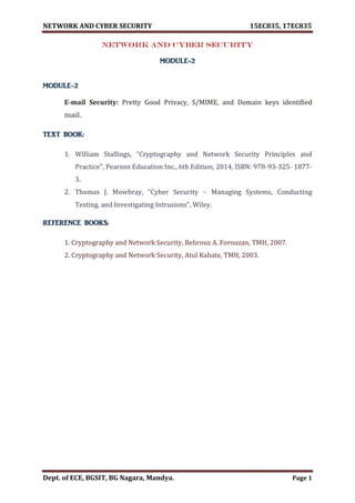 VTU Network & cyber security (1-5 Module) Full notes