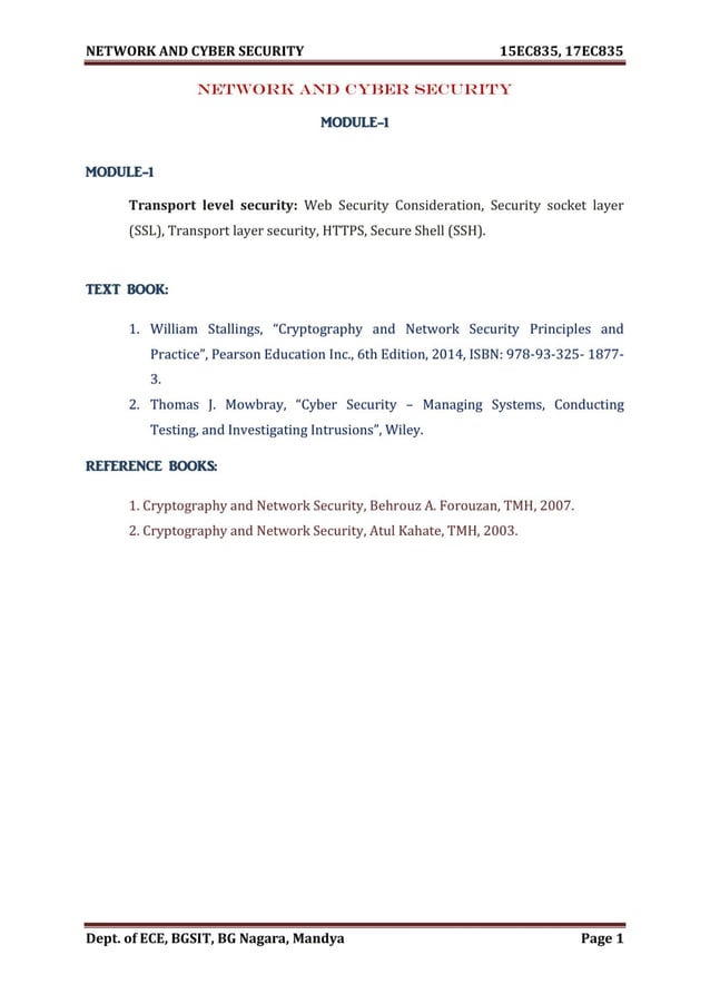 VTU Network & cyber security (15 Module) Full notes