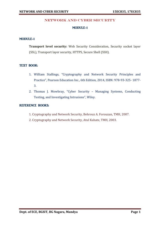 VTU Network & cyber security (15 Module) Full notes