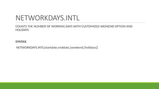 How to calculate network days in powerbi | PPTX