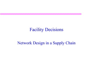 1
Facility Decisions
Network Design in a Supply Chain
 