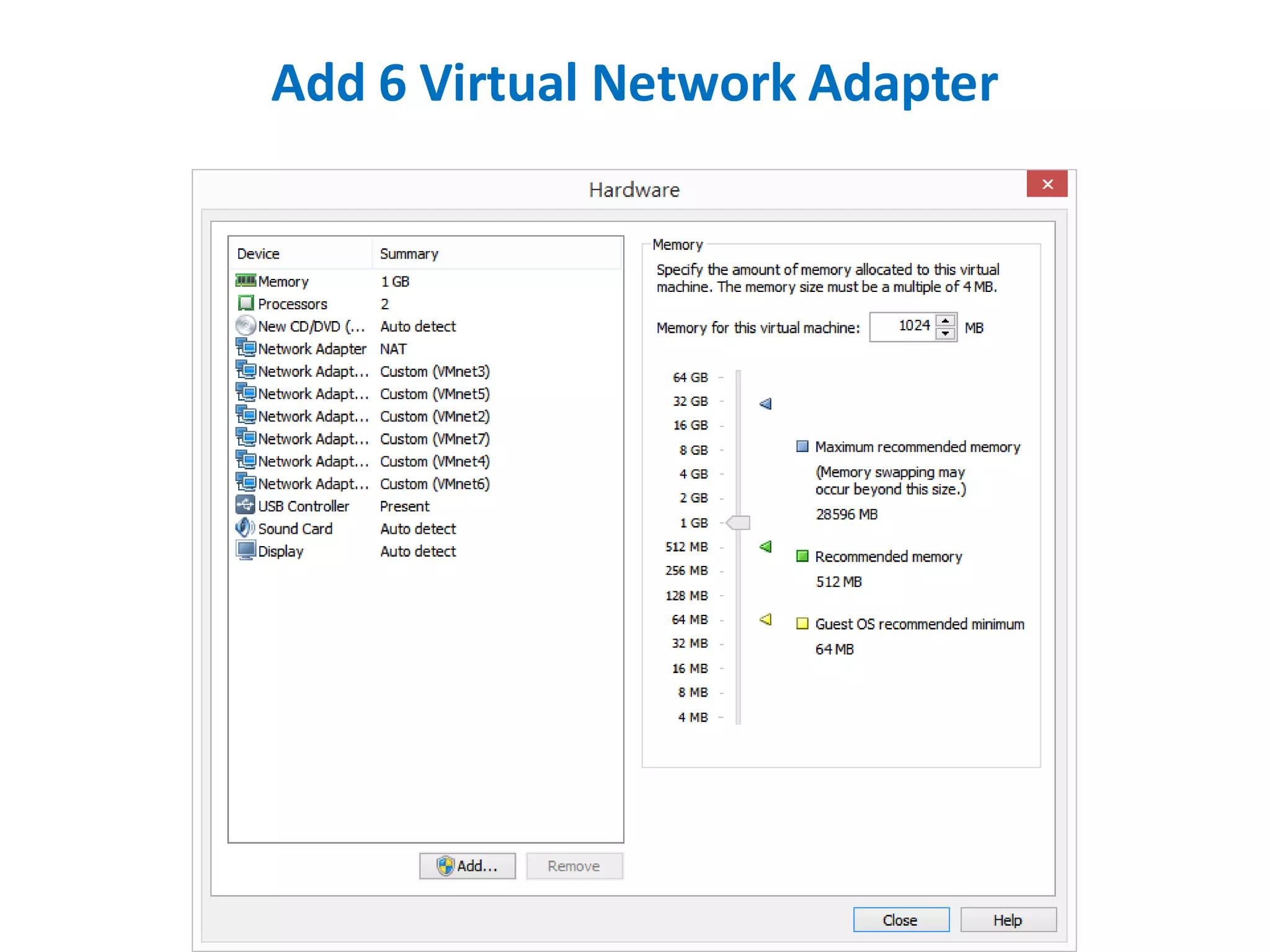 Virtual Network Editor
Uncheck "Connect a host virtual adapter to this
network" to make isolated subnet
Uncheck this
 