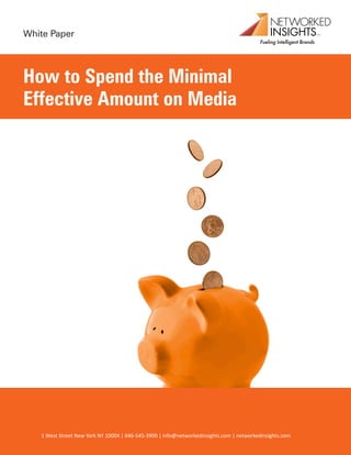 White Paper




How to Spend the Minimal
Effective Amount on Media




   1 West Street New York NY 10004 | 646-545-3891 | info@networkedinsights.com | networkedinsights.com
                                     646-545-3900
 