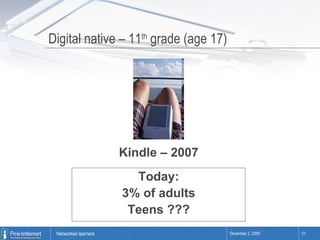 Digital native – 11 th  grade (age 17) Kindle – 2007 Today: 3% of adults Teens ??? 