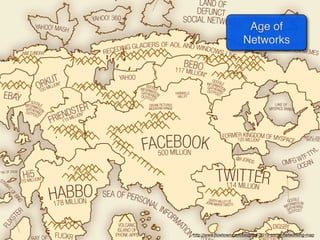 Age of
                       Networks




http://www.ﬂowtown.com/blog/the-2010-social-networking-map
 