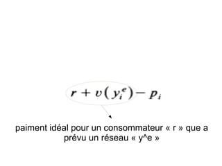 paiment idéal pour un consommateur « r » que a
           prévu un réseau « y^e »
 