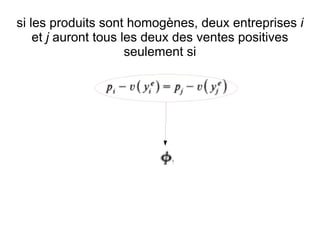 si les produits sont homogènes, deux entreprises i
    et j auront tous les deux des ventes positives
                      seulement si
 