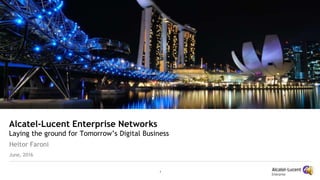 1
Alcatel-Lucent Enterprise Networks
Laying the ground for Tomorrow’s Digital Business
Heitor Faroni
June, 2016
 