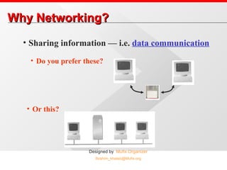 Why Networking? Sharing information — i.e.  data communication Do you prefer these? Or this? 