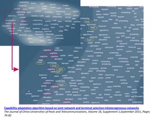 Capability adaptation algorithm based on joint network and terminal selection inheterogeneous networks
The Journal of China Universities of Posts and Telecommunications, Volume 18, Supplement 1,September 2011, Pages
76-82
 