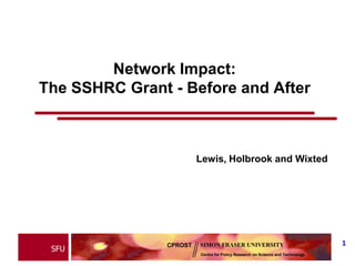 Network Impact:The SSHRC Grant - Before and After Lewis, Holbrook and Wixted 