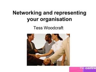 Networking and representing
     your organisation
       Tess Woodcraft
 