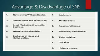 Advantage & Disadvantage of SNS
 