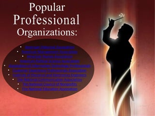 Popular
Organizations:
• American Historical Association
• American Management Association
• American Nurses Association
• American Political Science Association
• Association of Information Technology Professionals
• Customer Experience Professionals Association
• Institute of Electrical and Electronics Engineers
• The National Communication Association
• The National Council of Nonprofits
• The National Education Association

 