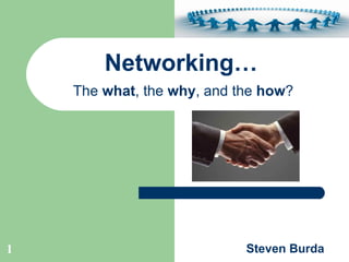 Networking…     The  what , the  why , and the  how ? Steven Burda 