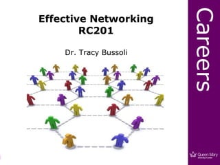Careers
    Effective Networking
            RC201

        Dr. Tracy Bussoli




1
 