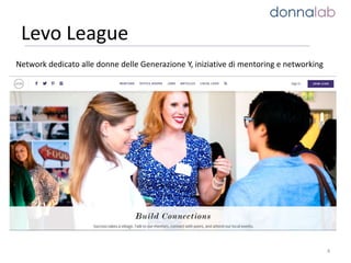 Levo League
4
Network dedicato alle donne delle Generazione Y, iniziative di mentoring e networking
 