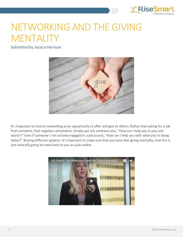 Networking and The Giving Mentality