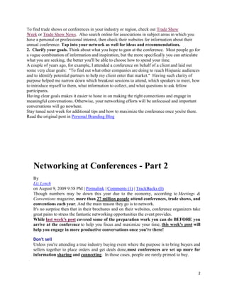 Networking At Conferences