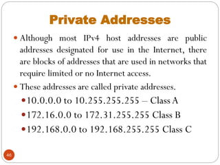Private Address Comprehensive Guide to IP Addressing and Subnetting in Networking | PDF
