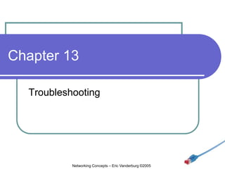 Chapter 13
Troubleshooting

Networking Concepts – Eric Vanderburg ©2005

 