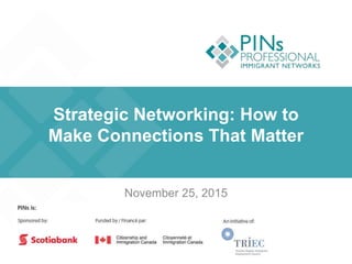 Strategic Networking: How to
Make Connections That Matter
November 25, 2015
 