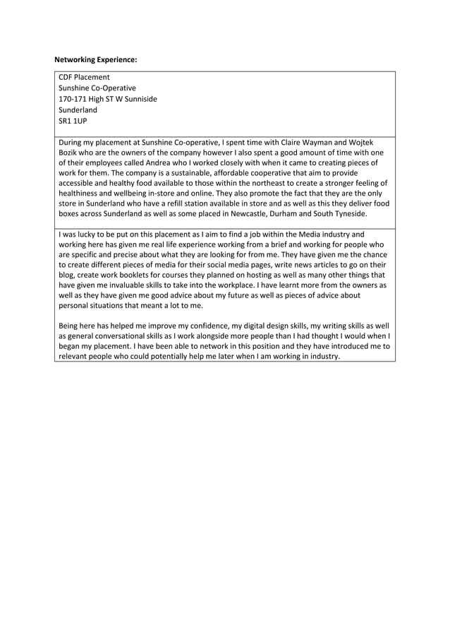 Networking Experience Template CDF Placement.docx