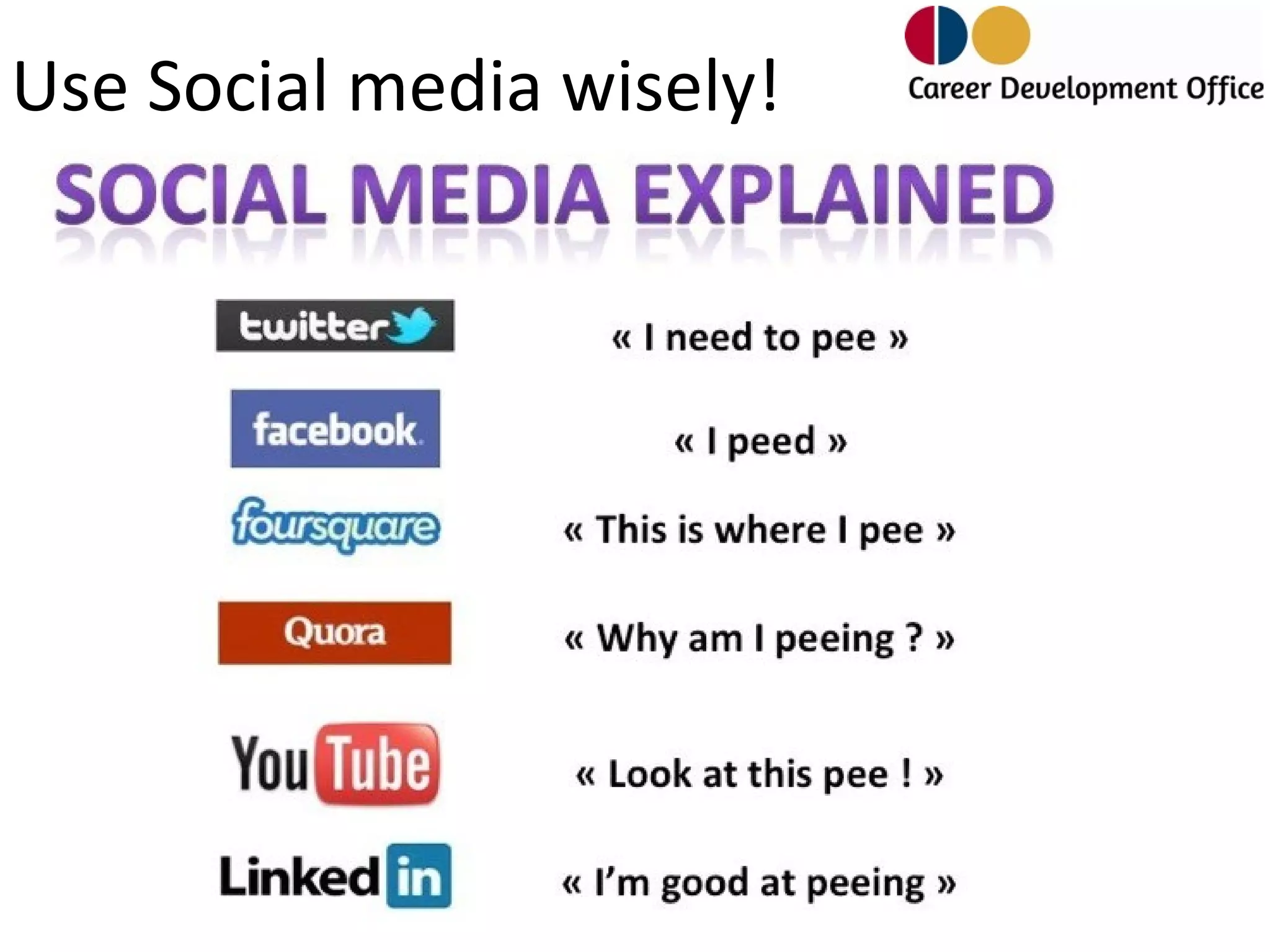Use Social media wisely!
 