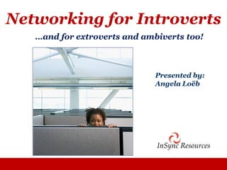 Networking for Introverts
…and for extroverts and ambiverts too!
Presented by:
Angela Loëb
 