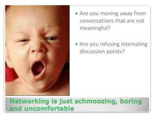 Group conversation at networking event