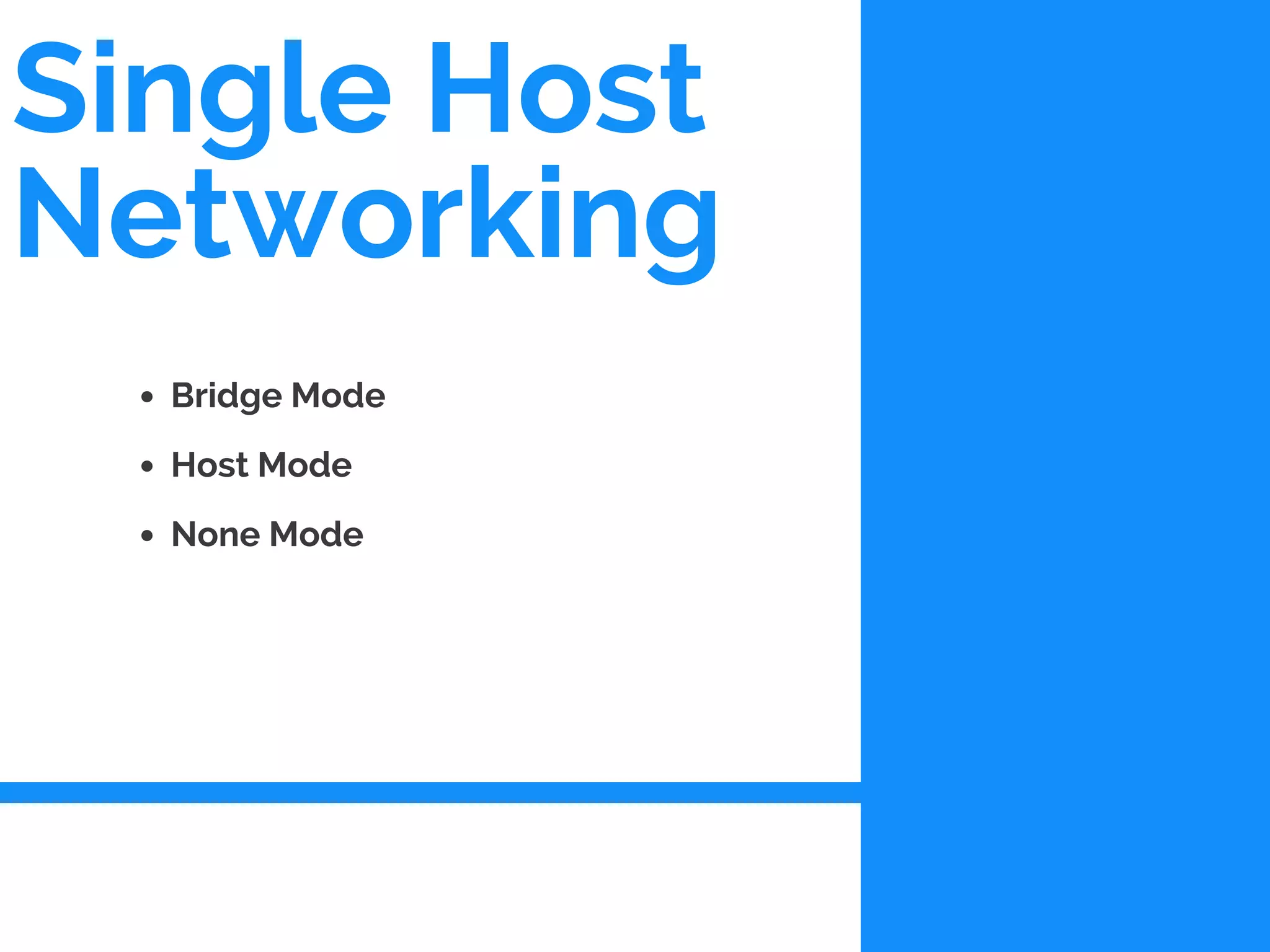 Single Host
Networking
Bridge Mode
Host Mode
None Mode