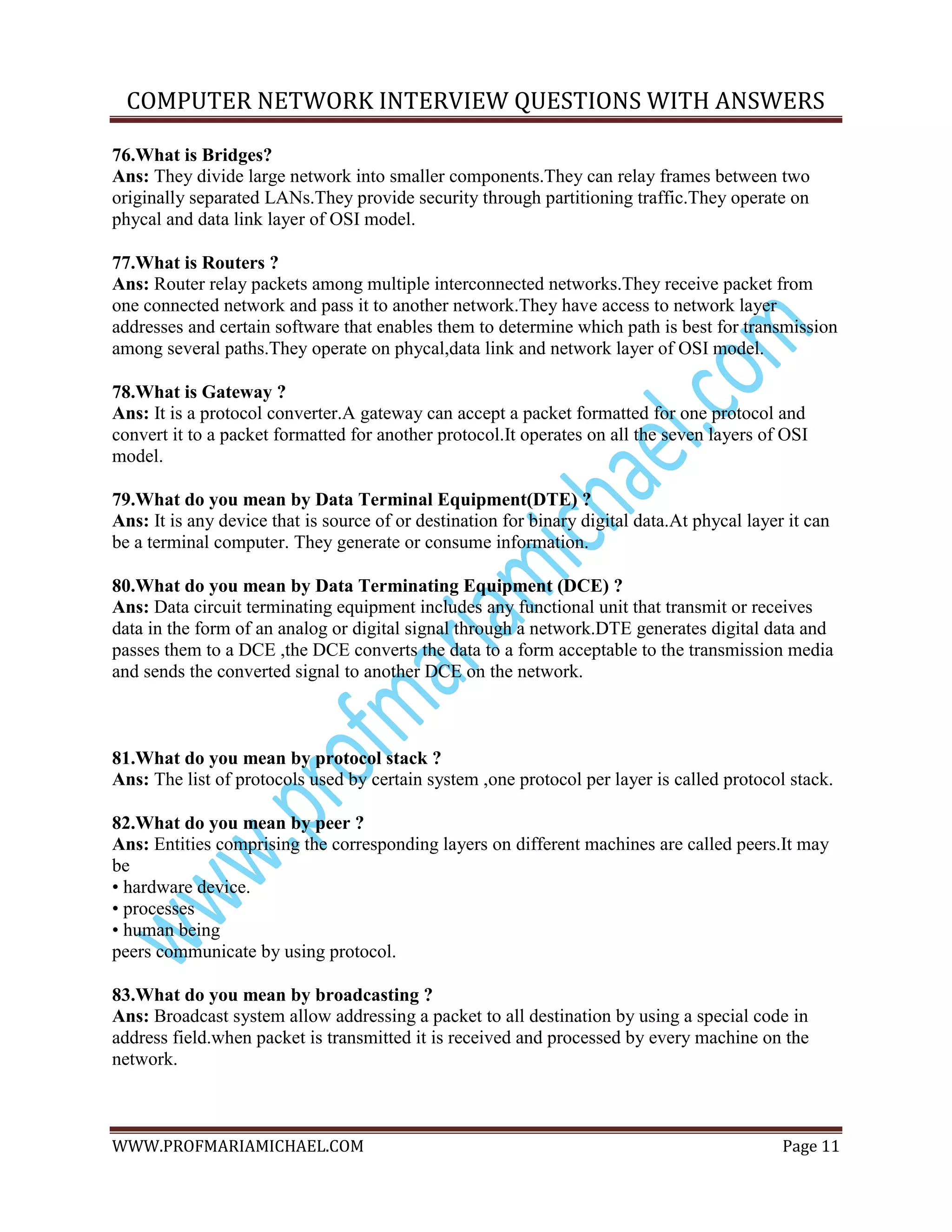 Networking interview questions PDF