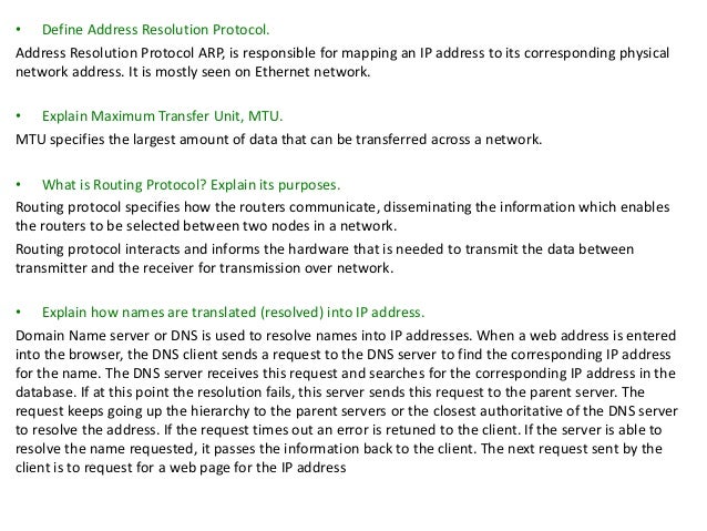 Networking interview question collection