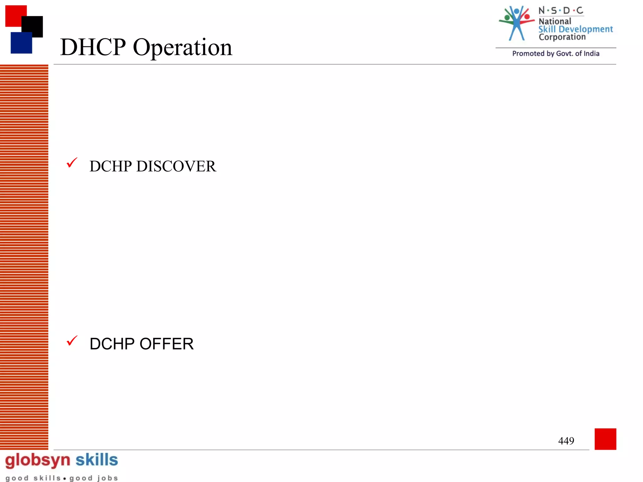 DHCP Operation

 DCHP DISCOVER

 DCHP OFFER

449

 