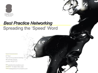 Best Practice NetworkingBest Practice Networking
Spreading the ‘Speed’ Word
 