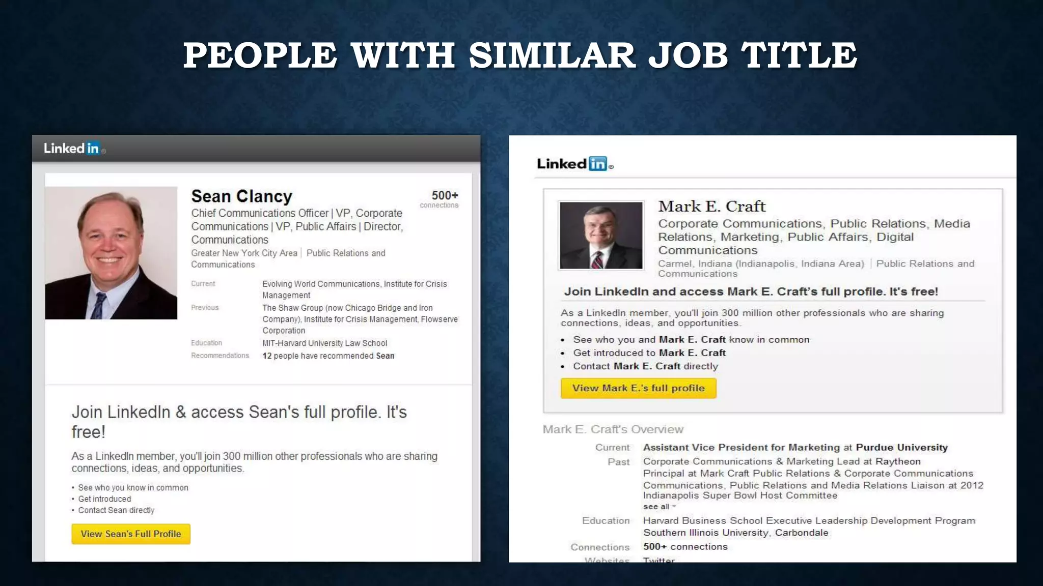 PEOPLE WITH SIMILAR JOB TITLE 
 
