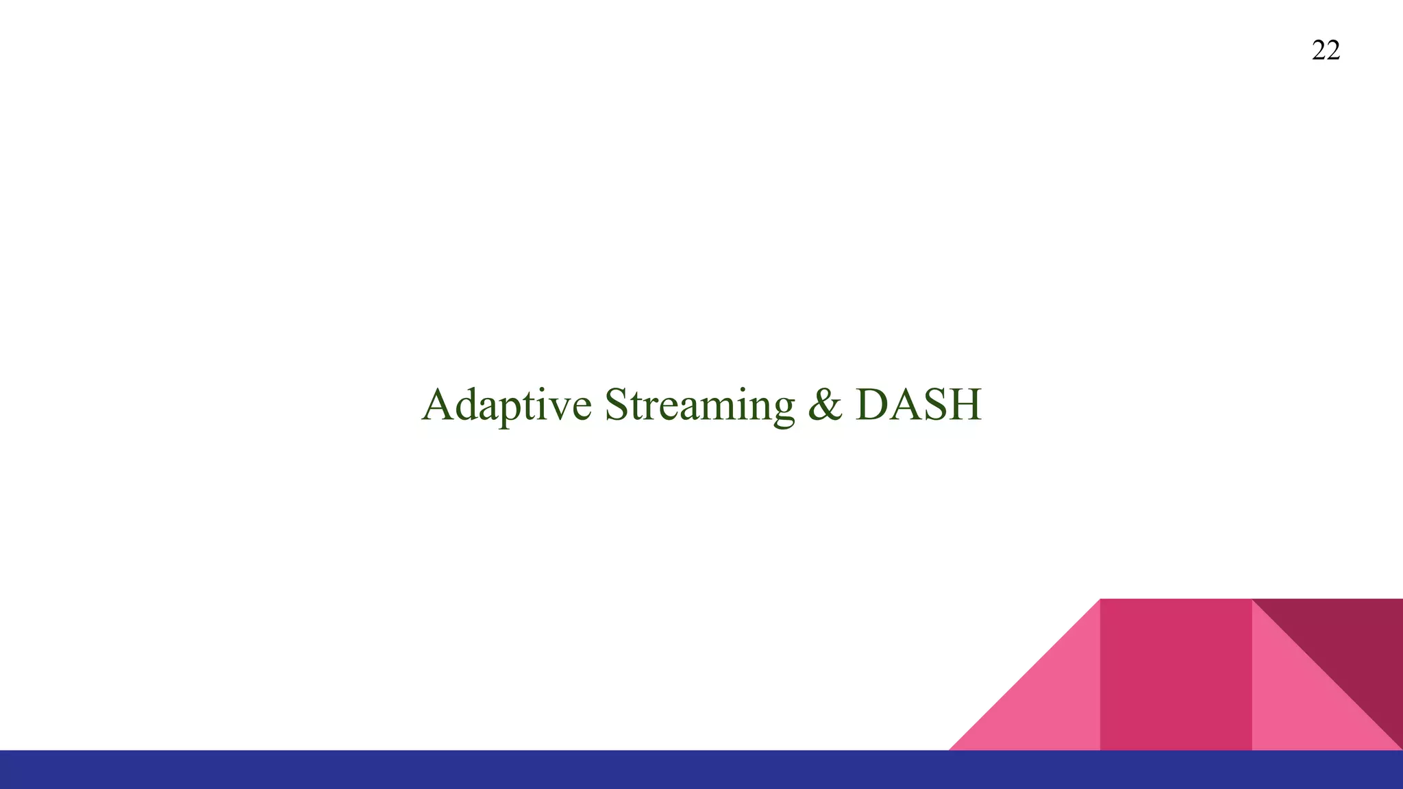 22
Adaptive Streaming & DASH
 