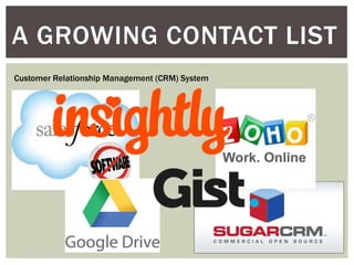 A GROWING CONTACT LIST
Customer Relationship Management (CRM) System
 