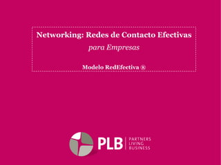 Networking: Redes de Contacto Efectivas para Empresas Modelo RedEfectiva ® 