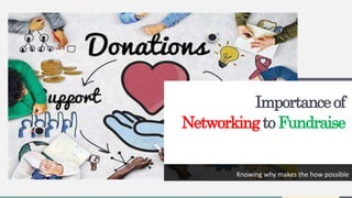 Importanceof
NetworkingtoFundraise
Knowing why makes the how possible
 