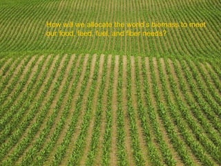How will we allocate the world’s biomass to meet
our food, feed, fuel, and fiber needs?
 