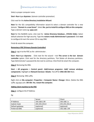 Networking With Windows Server 2003 Part 2 By Yapa Wijeratne | PDF