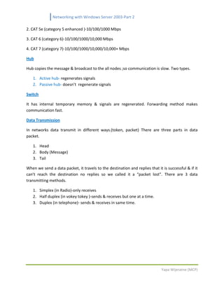 Networking With Windows Server 2003 Part 2 By Yapa Wijeratne | PDF