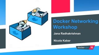 Docker Networking
Workshop
Jana Radhakrishnan
Nicola Kabar
 