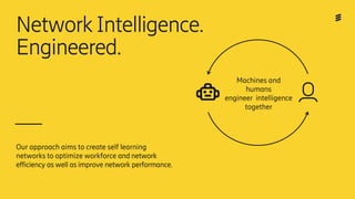 Machines and
humans
engineer intelligence
together
Network Intelligence.
Engineered.
Our approach aims to create self learning
networks to optimize workforce and network
efficiency as well as improve network performance.
 