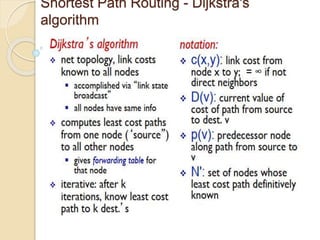 Shortest Path Routing - Dijkstra's
algorithm
 