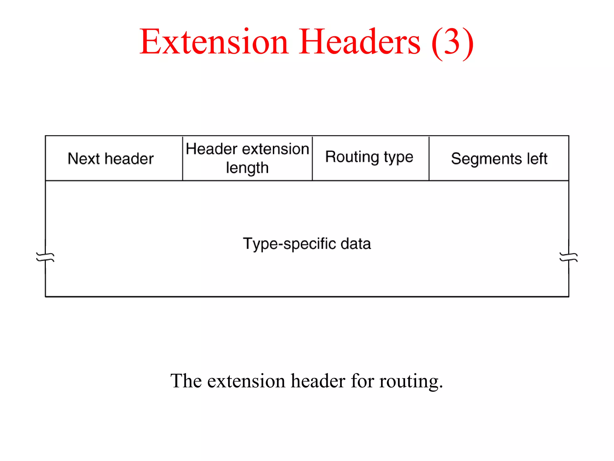 Extension Headers (3)
The extension header for routing.
 