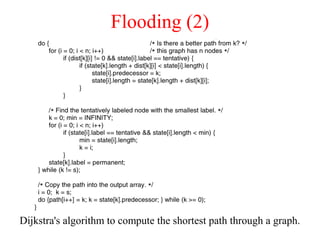 Flooding (2)
Dijkstra's algorithm to compute the shortest path through a graph.
5-8
bottom
 