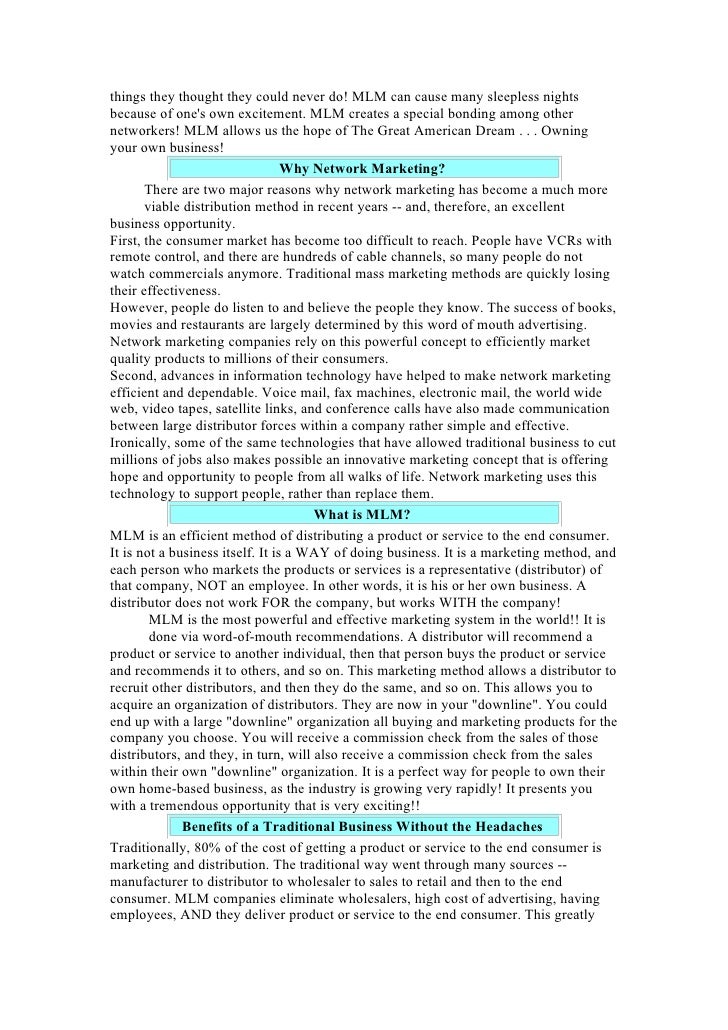 essay on network marketing pdf